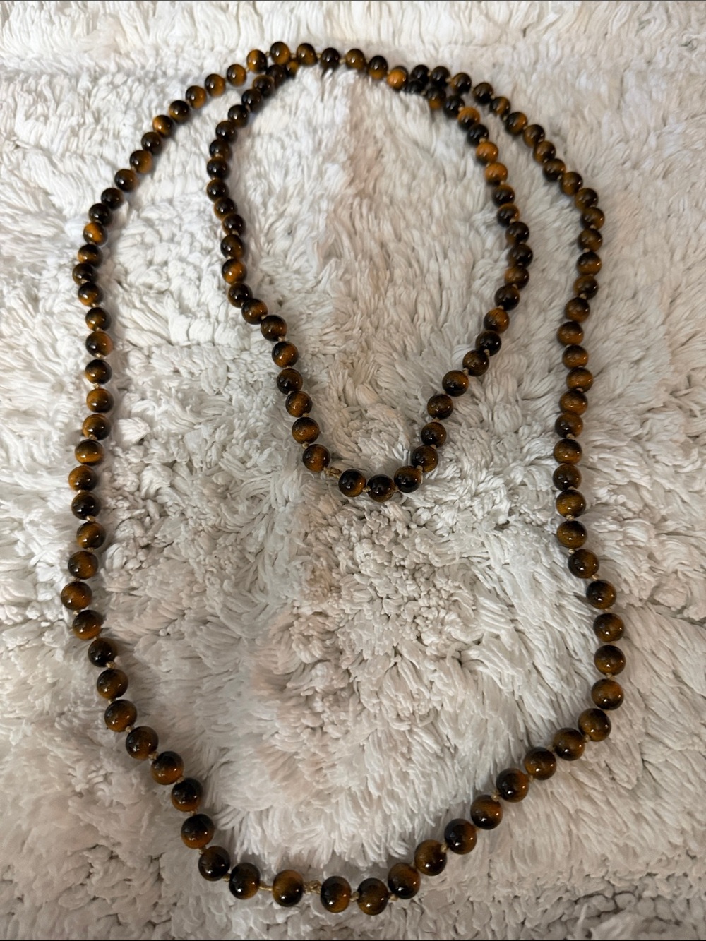 Polished Tiger Eye Bead Necklace - Brown Gemstone Strand